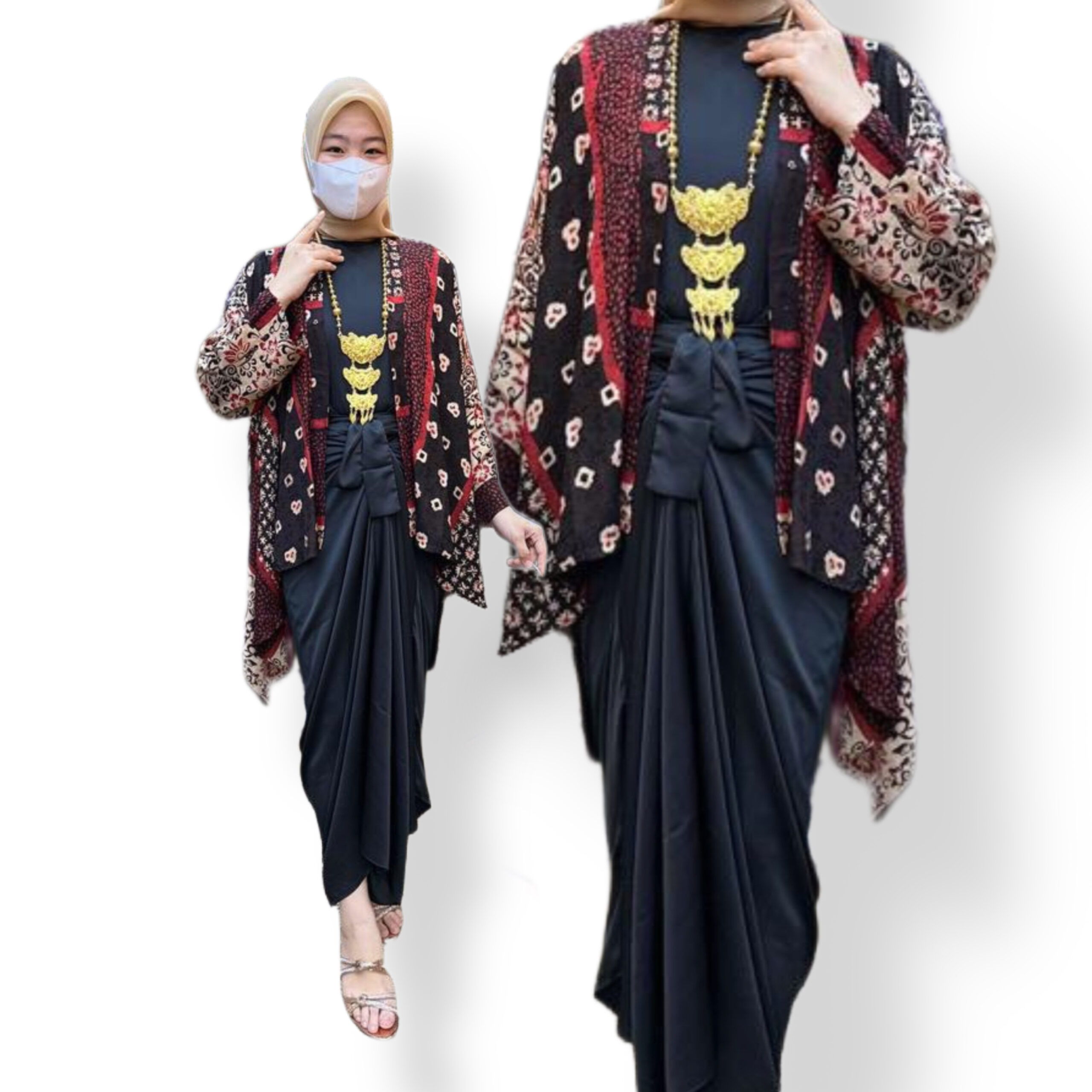 Batik Kaftan Viscose in Black/Red Line - Image 2