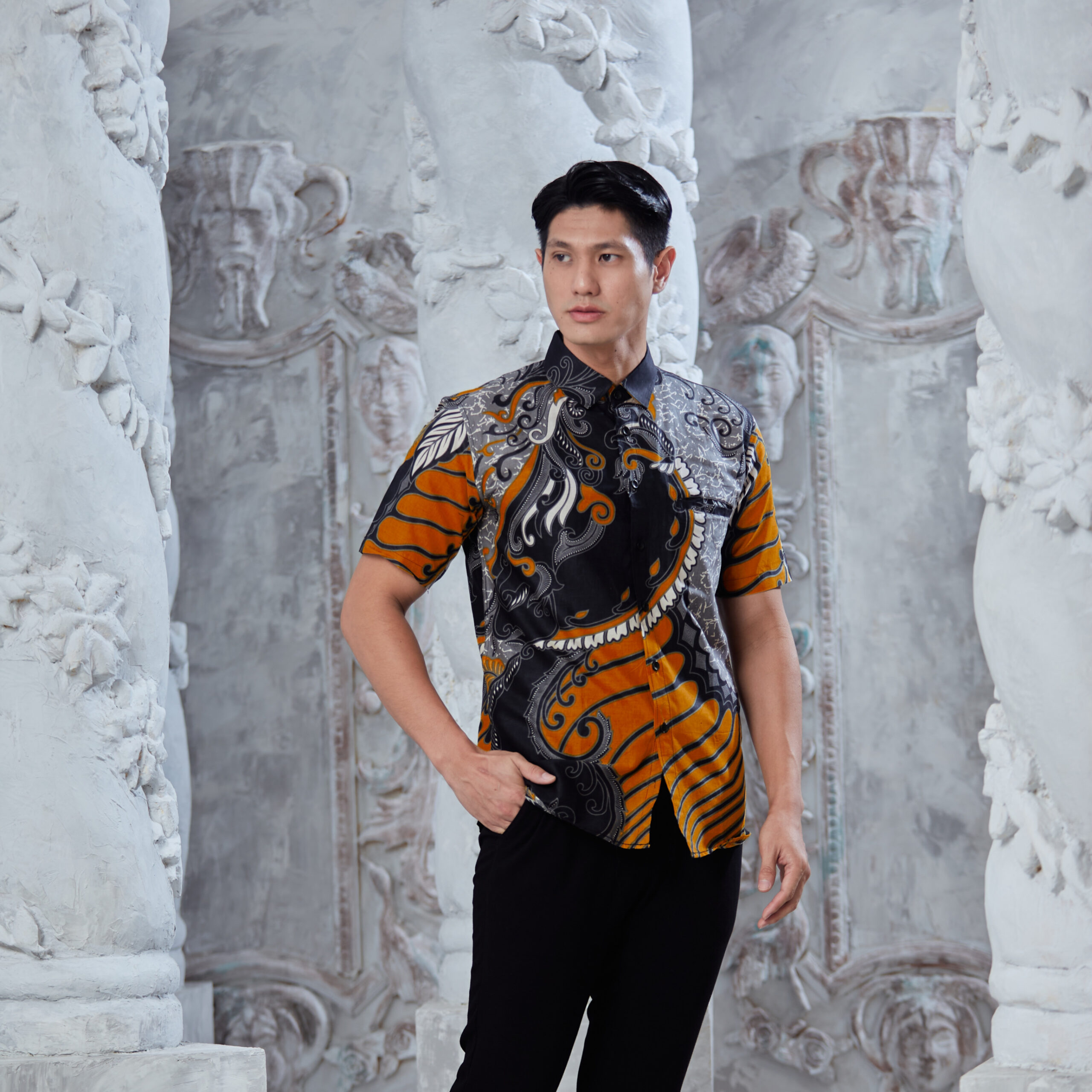 Kemeja Batik Lelaki RYAN 2.0 - ORANGE