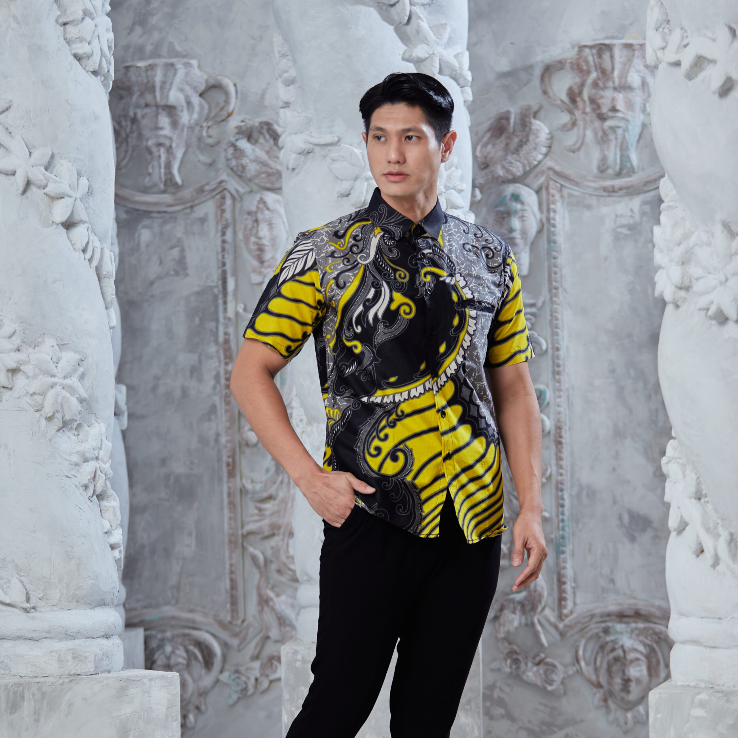 Kemeja Batik Lelaki RYAN 2.0 - YELLOW - Image 2